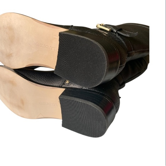 LANDSEND Women Pebble Leather Classic Tall Riding Boots Gold Hardware 1.5” Heel - Picture 6 of 10